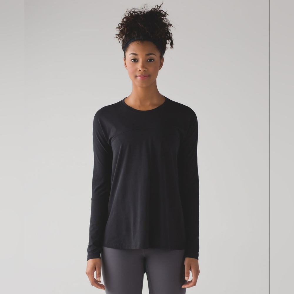 Lululemon Acadia Long Sleeve High Low Flowy Shirt Black Size 8